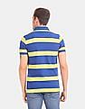 U.S. Polo Assn. Men Blue And Yellow Horizontal Stripe Pique Polo Shirt