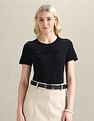 U.S. Polo Assn. Women Pure Cotton Sticker Print T-Shirt