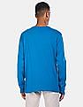 Aeropostale Men Blue Long Sleeve Cotton Solid Henley T-Shirt