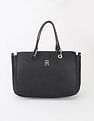 Tommy Hilfiger Solid Black Pu Handbag