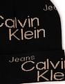Calvin Klein Men Black All Over Print Beanie Cap