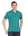 AD by Arvind Cotton Floral Print Polo Shirt