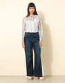 U.S. Polo Assn. Women Chiffon Sheer Vertical Striped Top