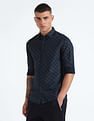 Flying Machine Geometric Print Dobby Shirt