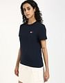 Tommy Hilfiger Womens Blue Solid T-Shirt