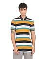AD by Arvind Cotton Horizontal Striped Polo Shirt