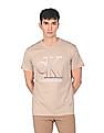 Calvin Klein Men Light Brown Degrade Monogram Logo Chest T-Shirt