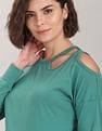 U.S. Polo Assn. Women Cut Out Shoulder Solid Top