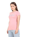 Aeropostale Women Pink Logo Print Cotton T-Shirt