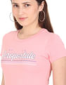 Aeropostale Women Pink Logo Print Cotton T-Shirt