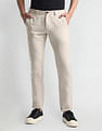 Arrow Sports Cotton Linen Mid Rise Trousers