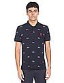 U.S. Polo Assn. Ribbed Collar Logo Print Polo Shirt