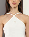 Calvin Klein Jeans Waffle Texture Halter Neck Top