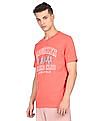 Aeropostale Men Coral Crew Neck Cotton Brand Print T-Shirt