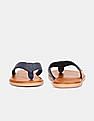 Arrow Men Navy And Brown V-Strap Textured Malcolm Leather Sandals