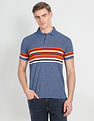 Arrow Sports Horizontal Stripe Heathered Polo Shirt