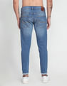 Flying Machine Stone Wash Slash Slim Tapered Fit Authentic Signature Jeans