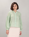 U.S. Polo Assn. Women Mandarin Collar Abstract Print Evening Top