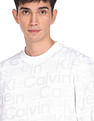 Calvin Klein Men White Broken Logo All Over Print Sweatshirt