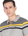 AD by Arvind Horizontal Stripe Cotton Polo Shirt