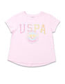 U.S. Polo Assn. Kids Girls Brand Printed Regular Fit T-Shirt