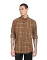 Tommy Hilfiger Men Brown Blakely Glen Check Twill Weave Casual Shirt