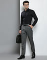 Tommy Hilfiger Men Black Giza Textured Dobby Formal Shirt