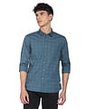 Flying Machine Spread Collar Geometric Print Shirt