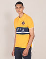 U.S. Polo Assn. Men Yellow Printed Polo Shirt