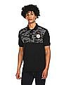 Aeropostale Women Black Cotton Brand Print Polo Shirt