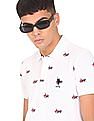 U.S. Polo Assn. Men White Logo Print Pique Polo Shirt