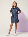U.S. Polo Assn. Kids Girls Solid Denim Shirt Dress