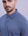 Tommy Hilfiger Mens Blue Solid Polo Shirt
