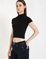 Calvin Klein Jeans Slim-Fit Viscose Mock Neck Crop Top