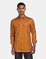 Tommy Hilfiger Men Mustard Slim Fit Solid Casual Shirt