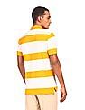 U.S. Polo Assn. Men Off White And Yellow Cotton Striped Polo Shirt