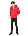 Calvin Klein Men Red Brand Print Hooded Jacket