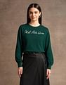 U.S. Polo Assn. Women Pure Cotton Brand Embroidered Sweater