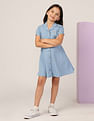 U.S. Polo Assn. Kids Girls Chambray A-Line Dress