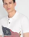 U.S. Polo Assn. Denim Co. Men Off White Brand Print Pique Polo Shirt