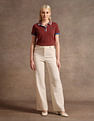 U.S. Polo Assn. Women Jacquard Collar Cotton Polo Shirt