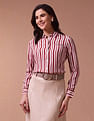 U.S. Polo Assn. Women Relaxed Fit Vertical Stripe Shirt